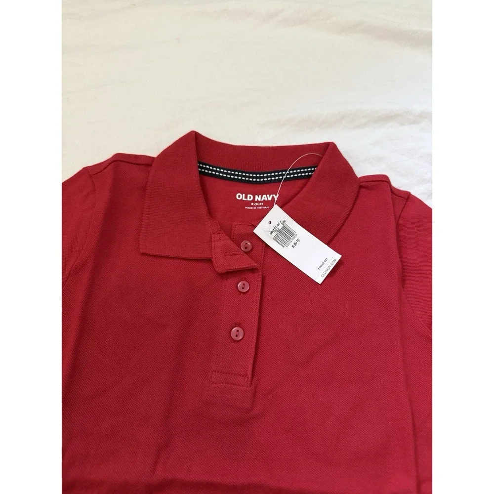 Old Navy School Uniform Shirts Red Girls Size S 6-7 Navy 3pack NWT